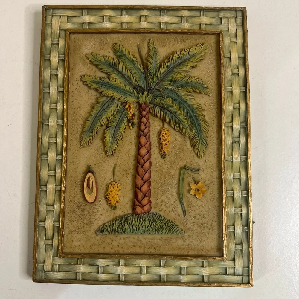 Vintage | Tropical Palm Tree Wall Art Plaques Set of 3 Coastal Boho Décor